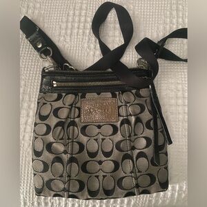 Coach Signature Black and Gray Crossbody Bag